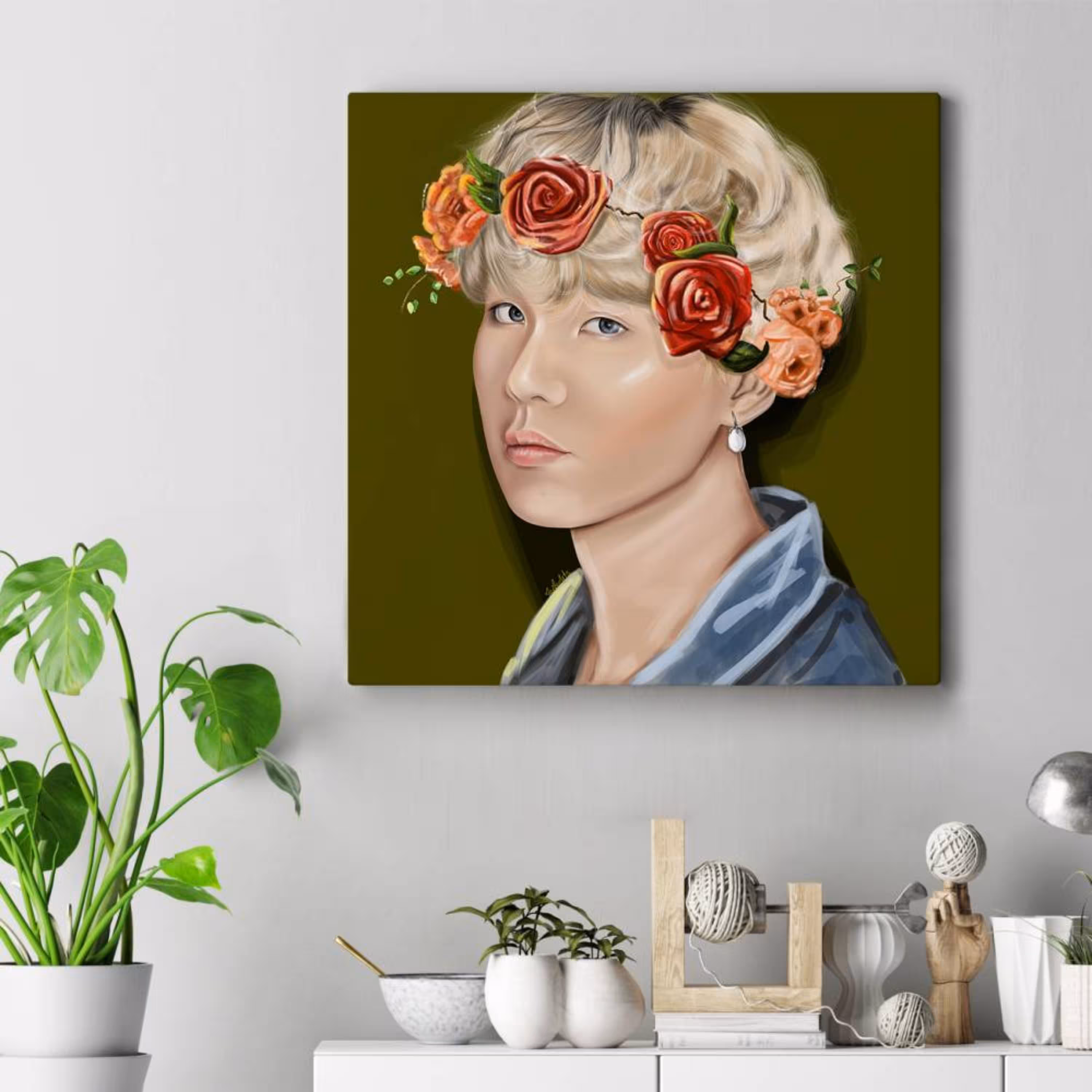 قاب کنواس مربع Min Yoongi  Flower child