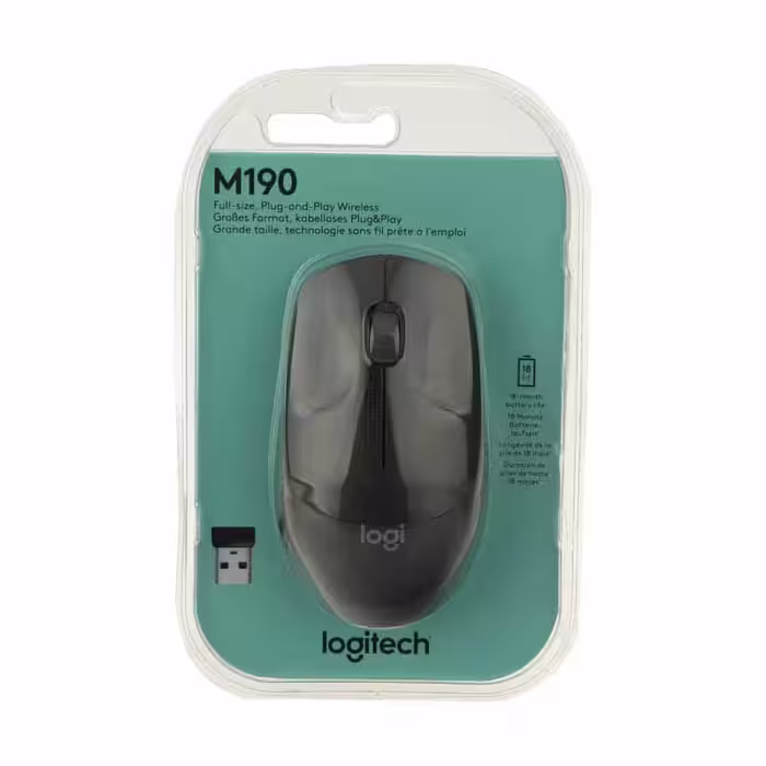ماوس بی‌ سیم لاجیتک Mouse Logitech M190 Grey