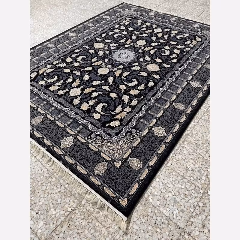 فرش 700شانه ماشینی کاشان طرح دایاناسرمه ای12متری(باارسال رایگان)