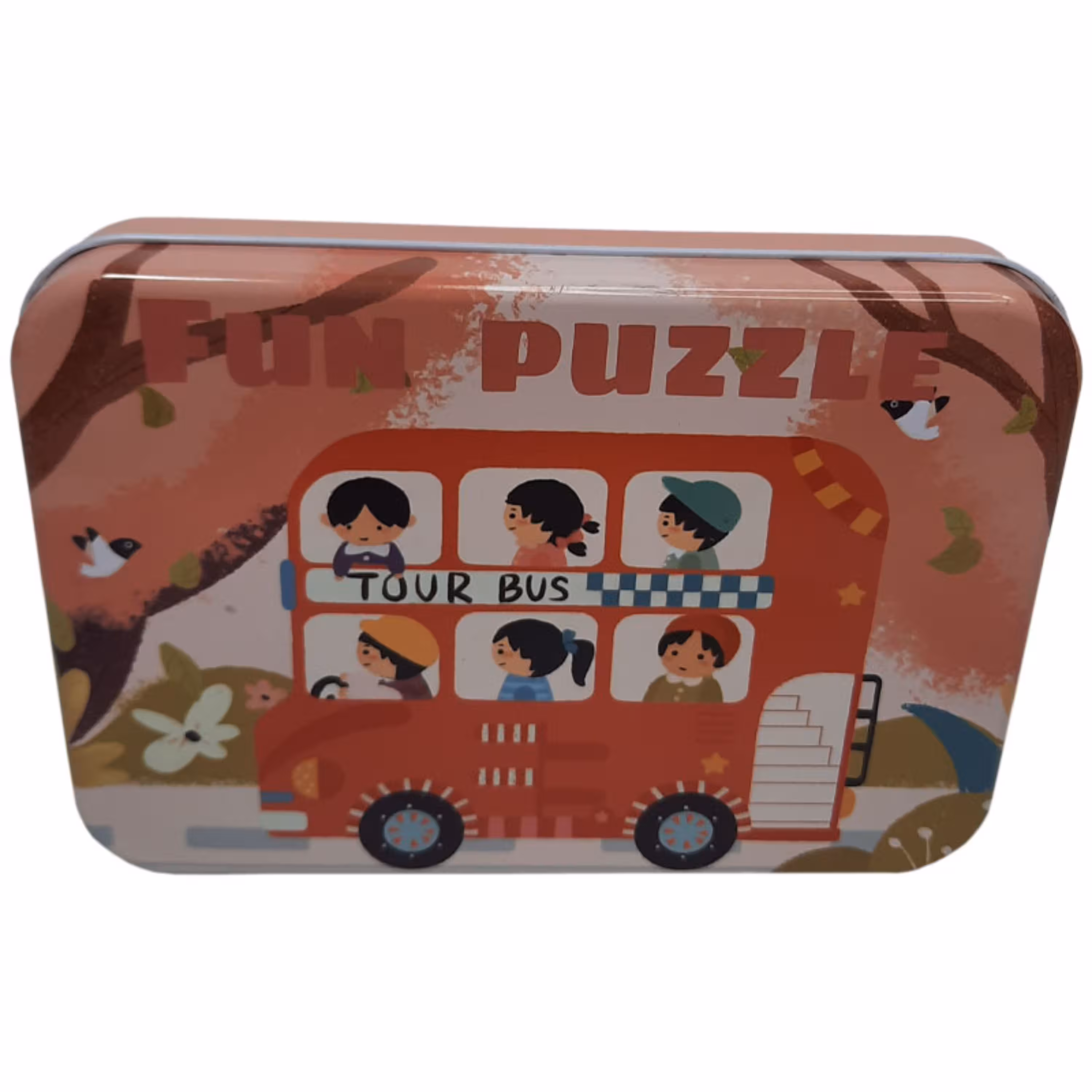 پازل چوبی جعبه فلزی طرح وسایل نقلیه مجموعه 5 عددی