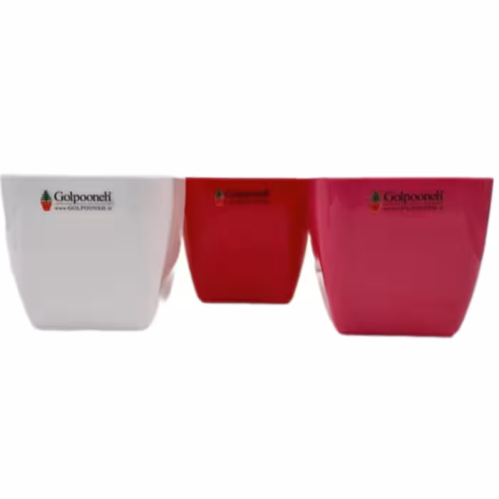 گلدان پلاستیکی مربع گلپونه در سایز 13*14 سانتی متر