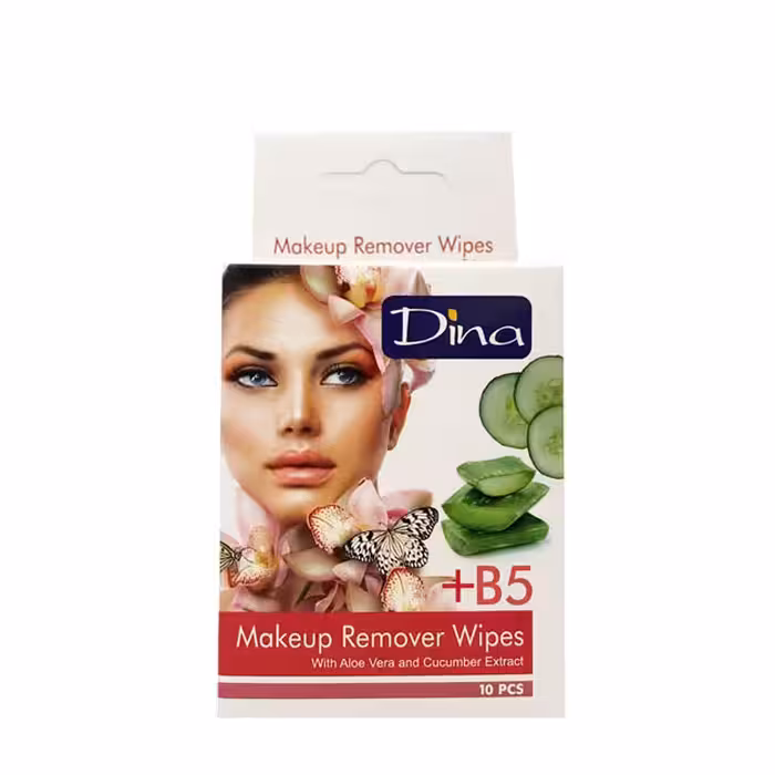 دستمال مرطوب پاک کننده آرایش دینا بسته 10 عددی
