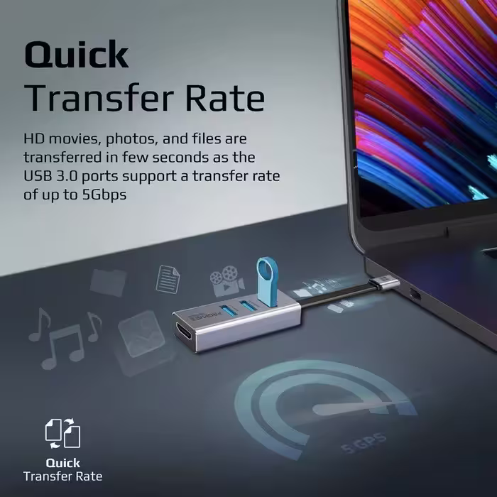 هاب 4 پورت USB-C پرومیت مدل MEDIAHUB-C3