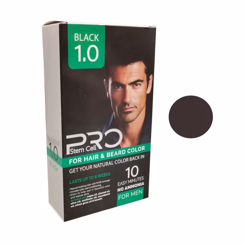 کیت رنگ مو پرو استم سل شماره 1 حجم 100 میلی لیتر رنگ مشکی