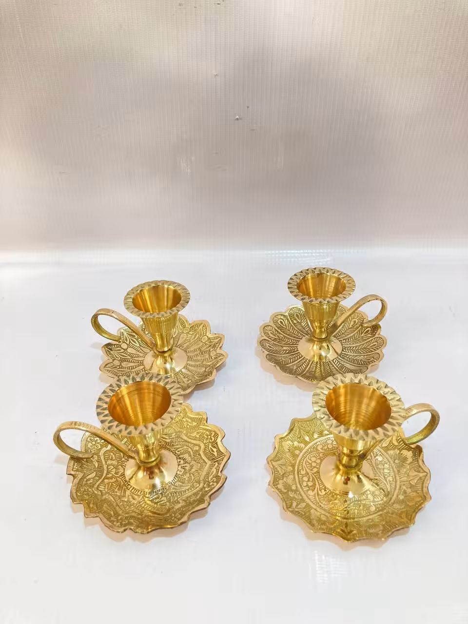 شمعدان انگشتي برنجي هندي جفتي