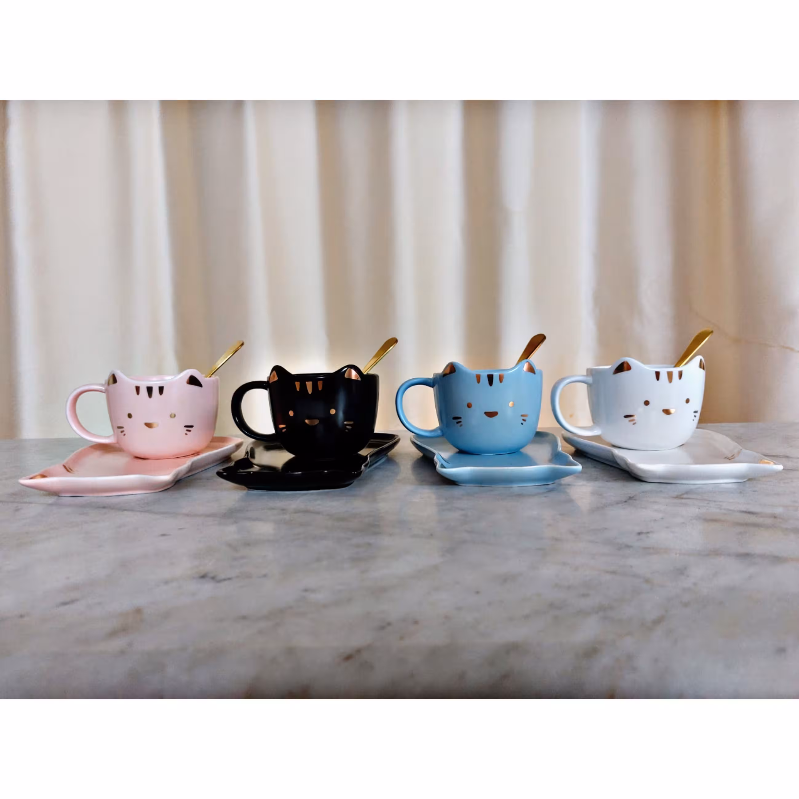 ماگ سرامیکی سینی دار طرح گربه