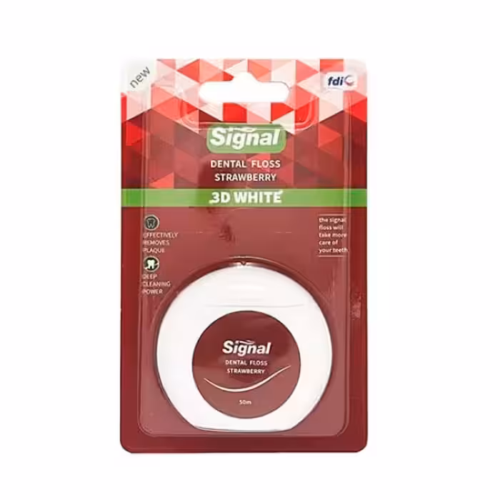 نخ دندان سیگنال SIGNAL مدل 3D WHITE اسانس توت فرنگی طول 50 متر