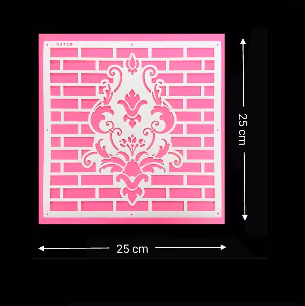 استنسیل بزرگ مربع داماسک و آجر