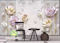 پوستر دیواری سه بعدی گلدار لوکس کد vip704