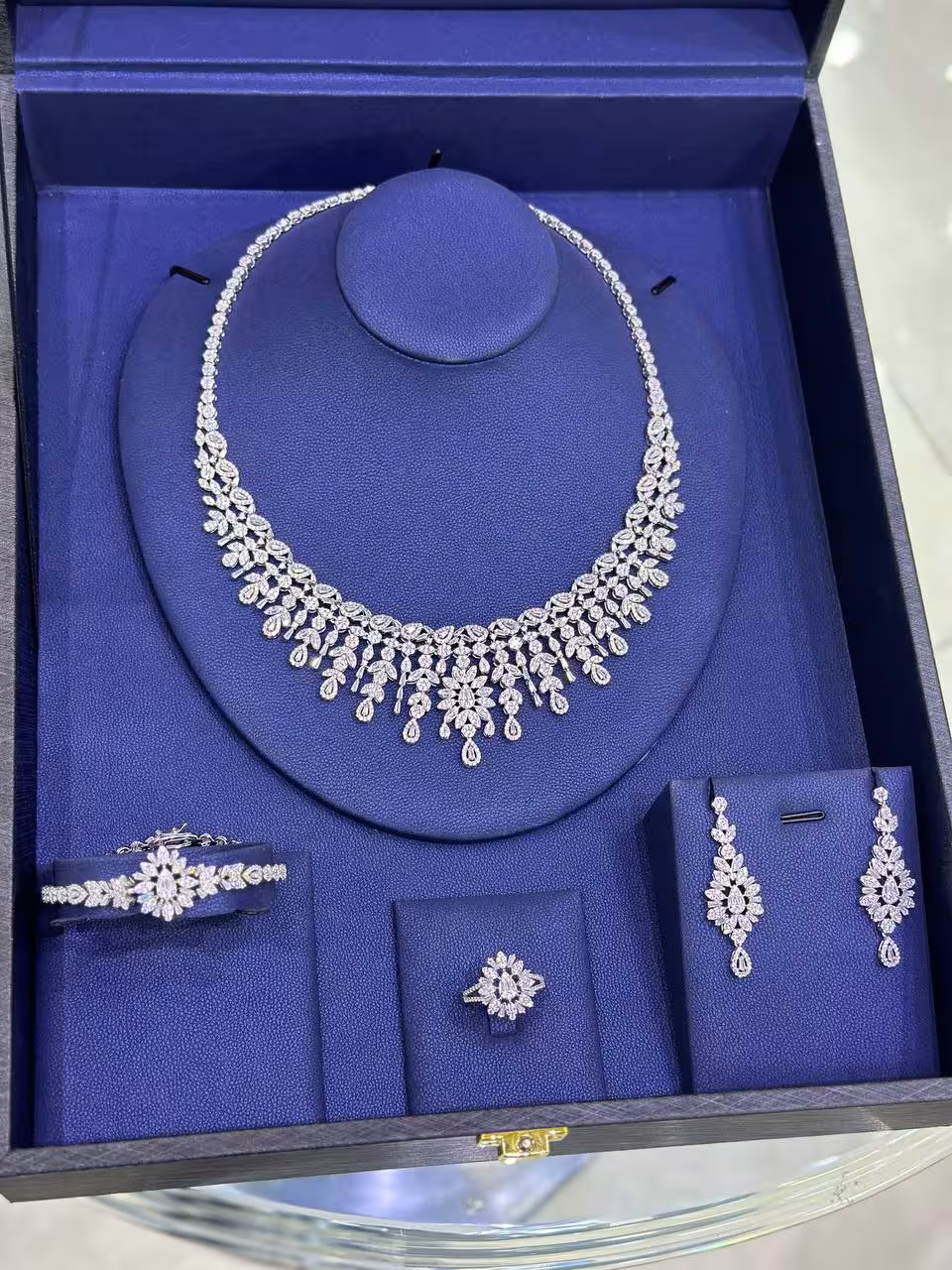 سرویس فوق مجلل ایتالیایی نقره جواهری زنانه کد 60596