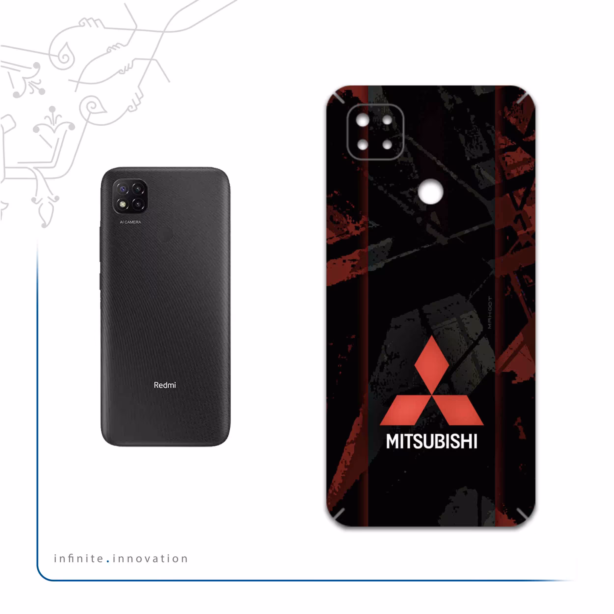 برچسب پوششی ماهوت مدل Mitsubishi-Motor مناسب برای گوشی موبایل شیائومی Redmi 9 Activ