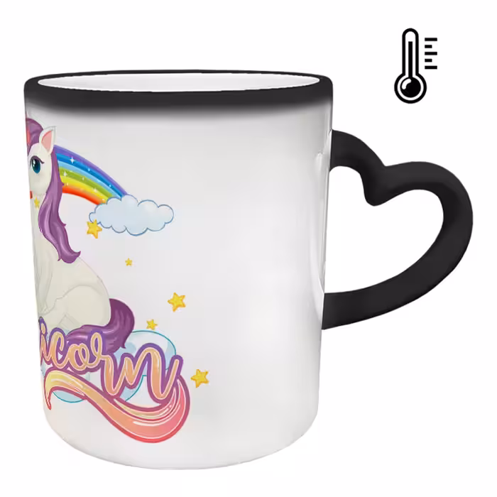 ماگ حرارتی مدل دسته قلبی طرح یونیکورن کد 94