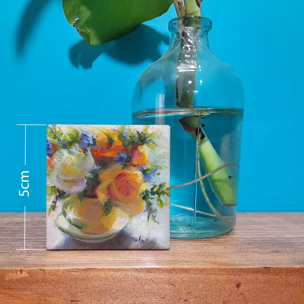 کاشی طرح گلدان و گل مدل آهنربایی کد kam15