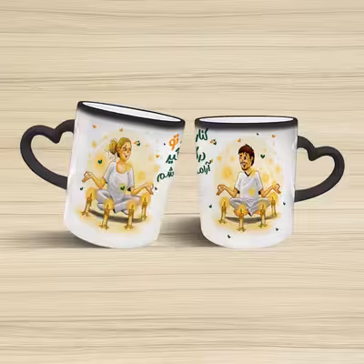 ماگ حرارتی مدل دسته قلبی طرح عاشقانه کد 200