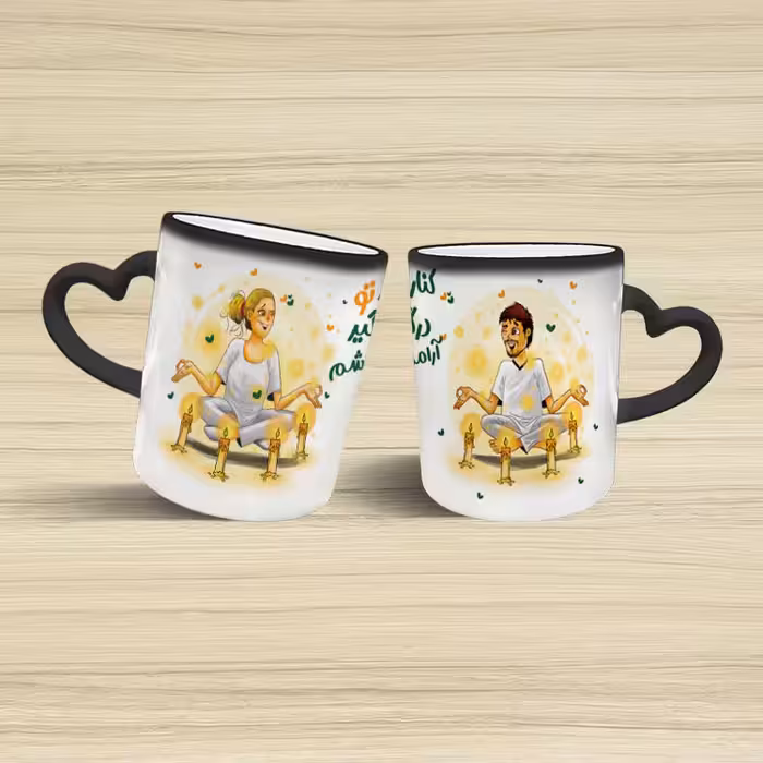 ماگ حرارتی مدل دسته قلبی طرح عاشقانه کد 200