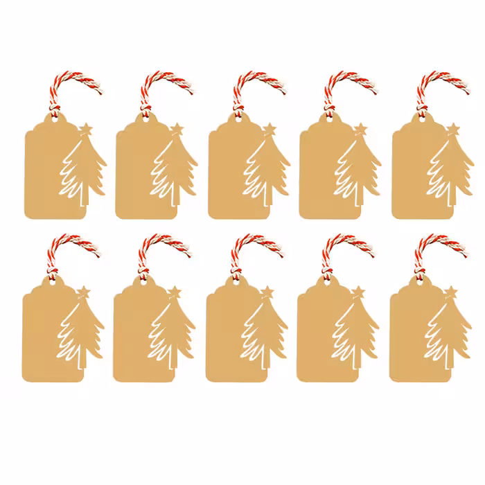 کادویی مدل گیفت تگ طرح کاج کریسمس مجموعه 10 عددی