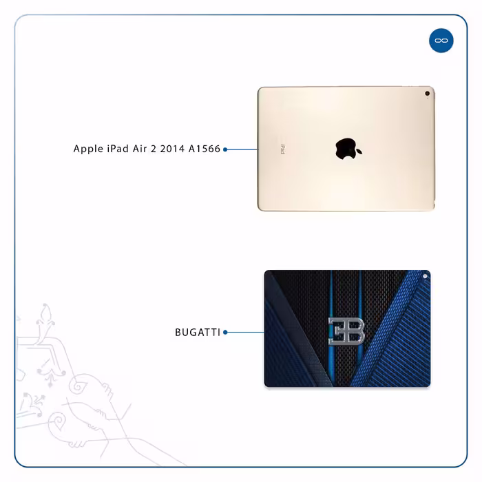 برچسب پوششی ماهوت مدل BUGATTI مناسب برای تبلت اپل iPad Air 2 2014 A1566