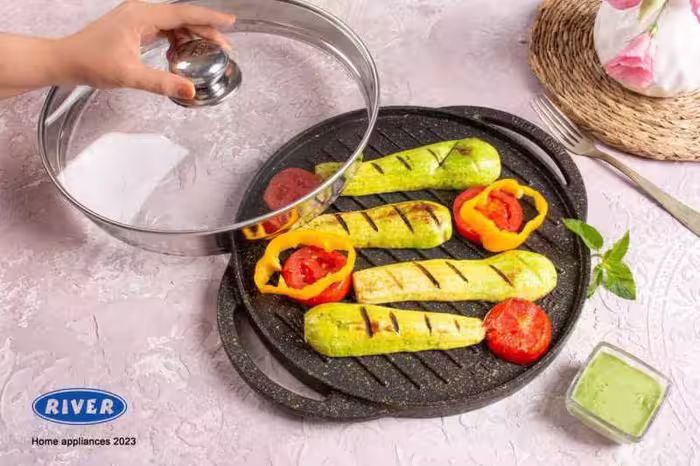 تابه گریل گرد درب دار ریور RIVER کد 8680
