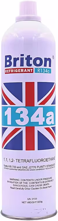 گاز مبرد 1 کیلویی R-134a برند Briton ساخت انگلیس مناسب برای کولر و یخچال