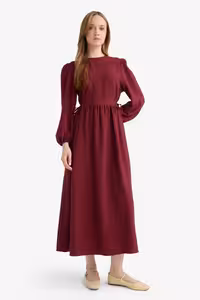 پیراهن زنانه زرشکی دفکتو