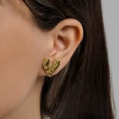 گوشواره قلبی میخی استیل - رنگ ثابت