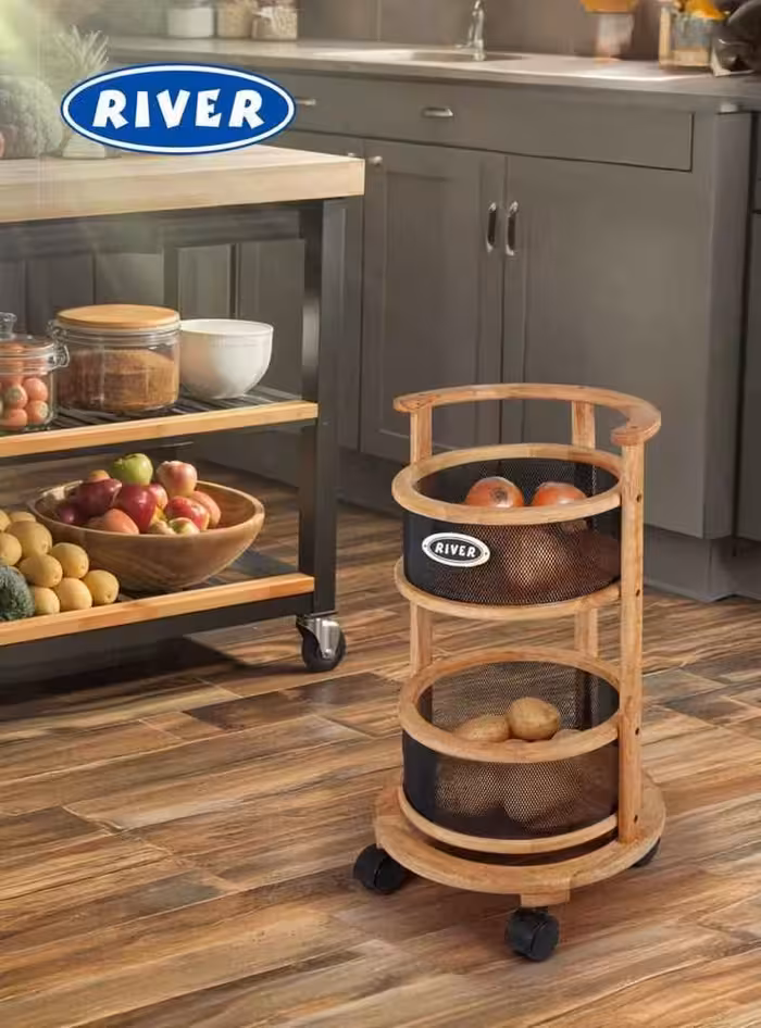 سبد 2 طبقه گرد سیب زمینی و پیاز چوبی ریور RIVER کد 3914