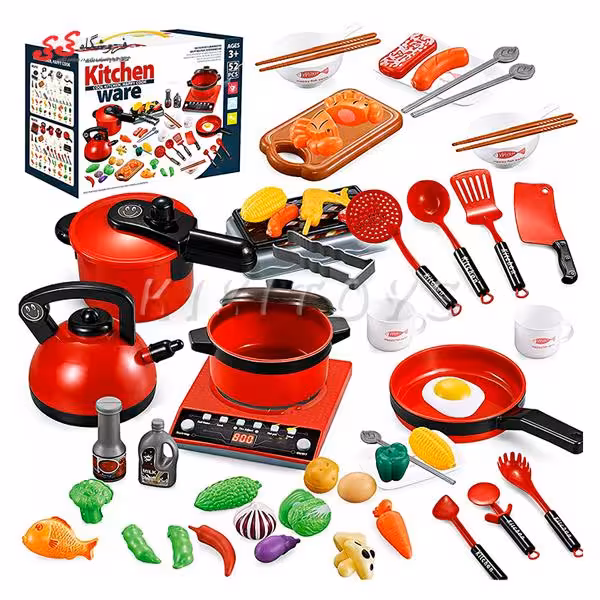 ست گاز رومیزی موزیکال با وسایل آشپزخانه اسباب بازی kitchen ware 5716
