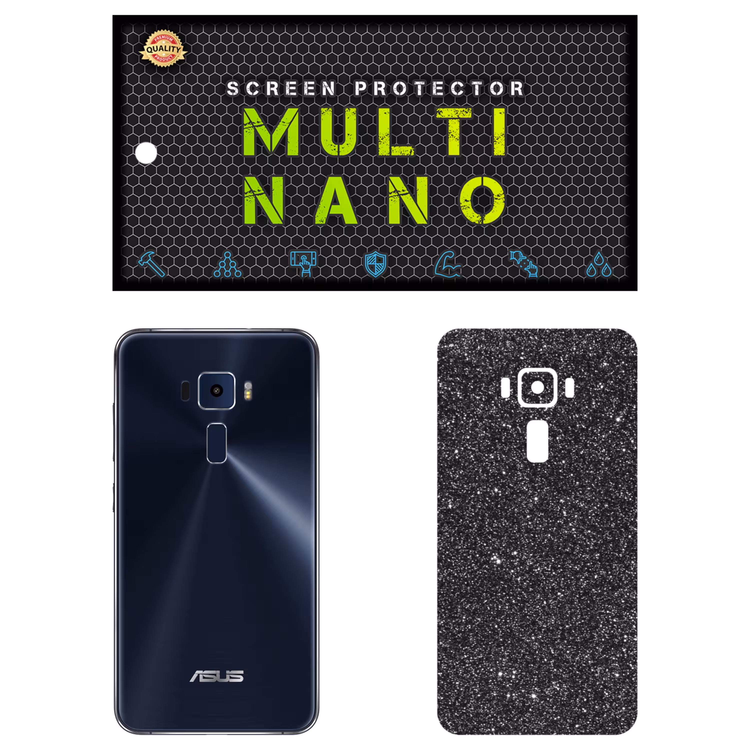 برچسب پوششی MultiNano مدل X-F1G-Gray برای پشت موبایل ایسوس Zenfone 3 - 5.5 inch