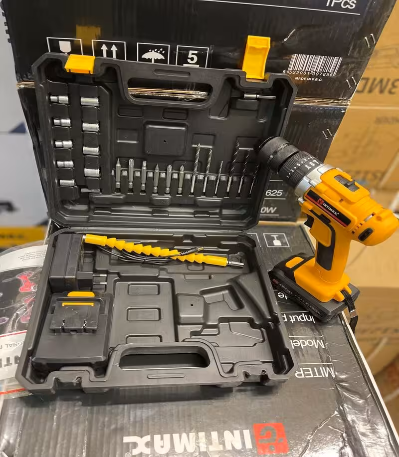 دریل شارژی پیچ گوشتی شارژی 48 ولت چکشی سه نظام فلزی اینتیمکس مدل 48V