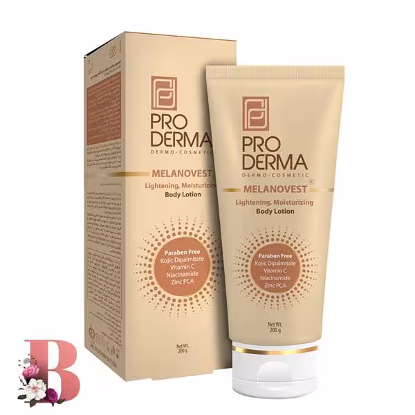 لوسیون بدن روشن کننده و مرطوب کننده ملانوست پرودرما 200 میلی لیتر | Proderma Melanovest Lightening & Brightening Body Lotin 200 ml