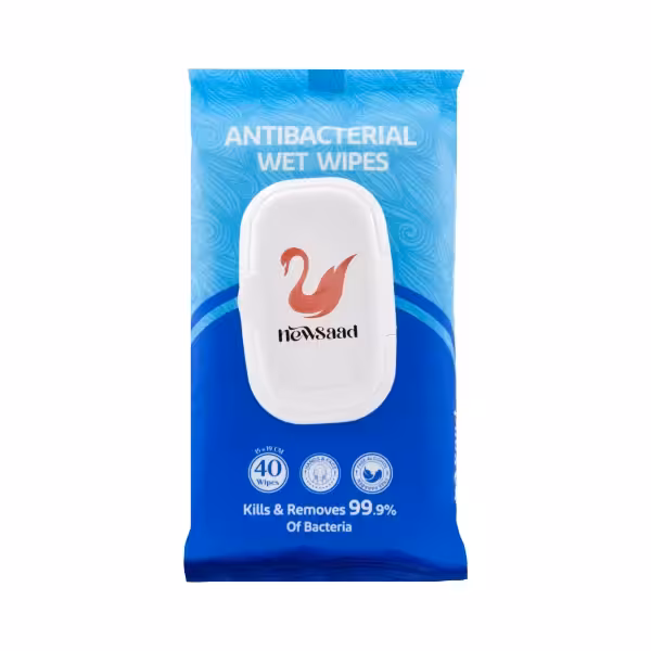 دستمال مرطوب نیوساد مدل آبی بسته 40 عددی