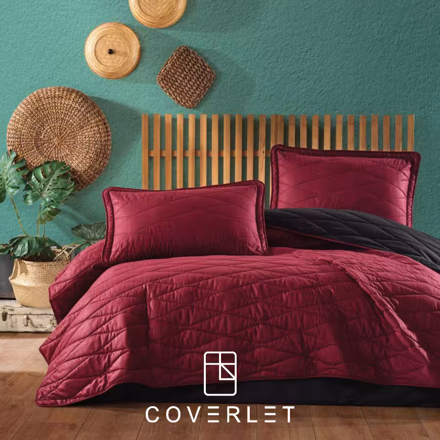 روتختی پنبه دوزی زرشکی مشکی مدل Lorna