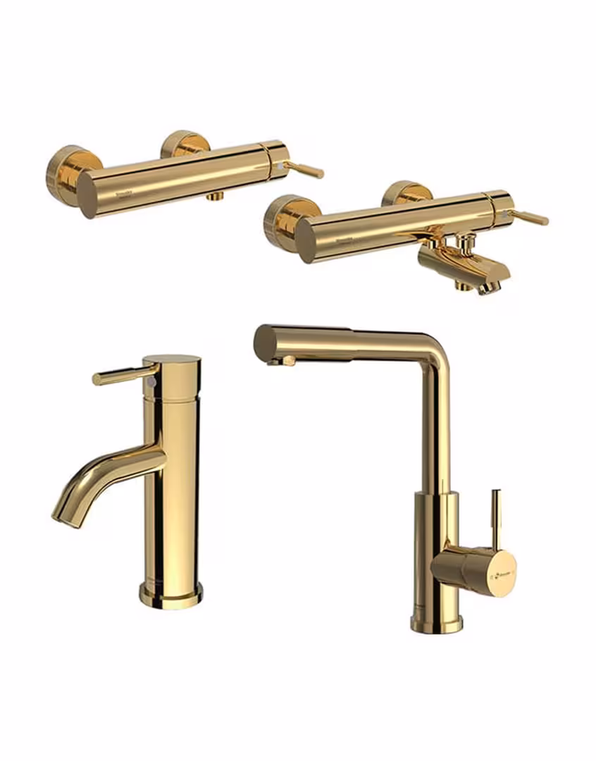 ست چهار تکه شیرآلات شودر مدل مارینو طلایی