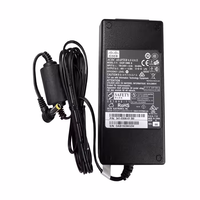 آداپتور سوئیچینگ 48 ولت 380 میلی آمپر سیسکو Cisco مناسب گوشی های تلفن سیسکو سری 7900 ، 6900 ، 7800 و 8900