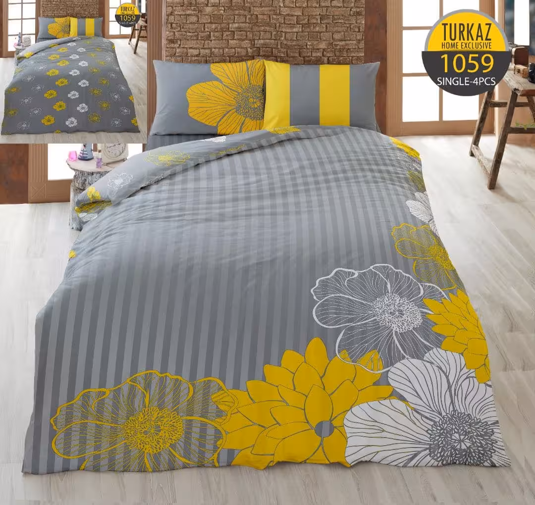 سرویس لحاف روتختی 1 نفره چاپی تنسل برند ترکاز(Turkaz) کد 1059
