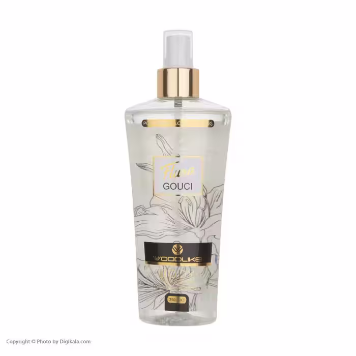 بادی اسپلش زنانه وودلایک مدل گوچی فلورا  Flueq Goucl Woodlike حجم 250 میلی لیتر
