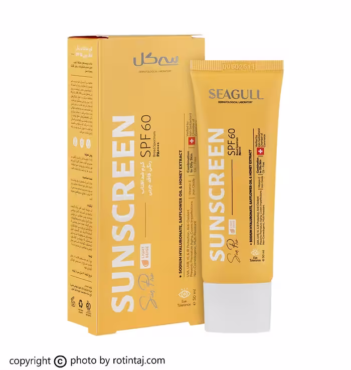 ضد آفتاب بژ روشن SPF60 فاقد چربی سی گل مناسب پوست های مختلط تا چرب 50 میلی