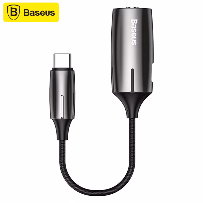 کابل تبدیل تایپ سی به جک 3.5 میلیمتری و تایپ سی Baseus 2-in-1 Type-C to Type-C & 3.5mm Adapter
