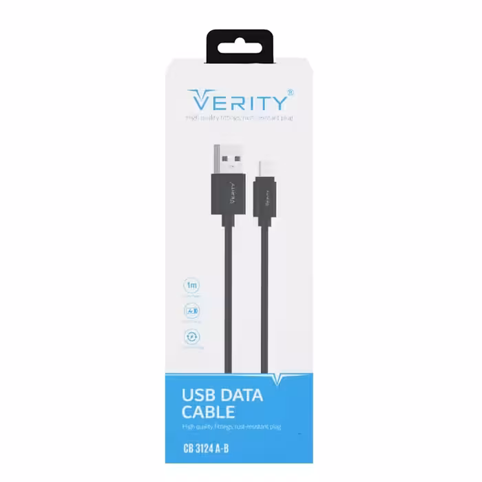 کابل دیتا و شارژ اندروید VERITY مدل 3124A مشکی