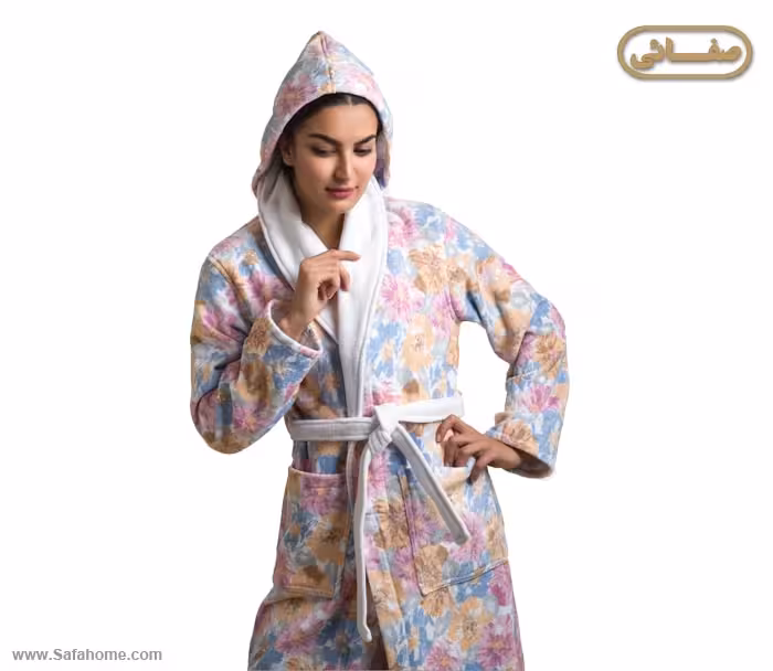 حوله تن پوش زنانه طرح شقایق کرم پودایران