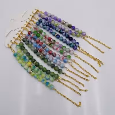 دستبند آبرنگی قفلی تک رج نگین