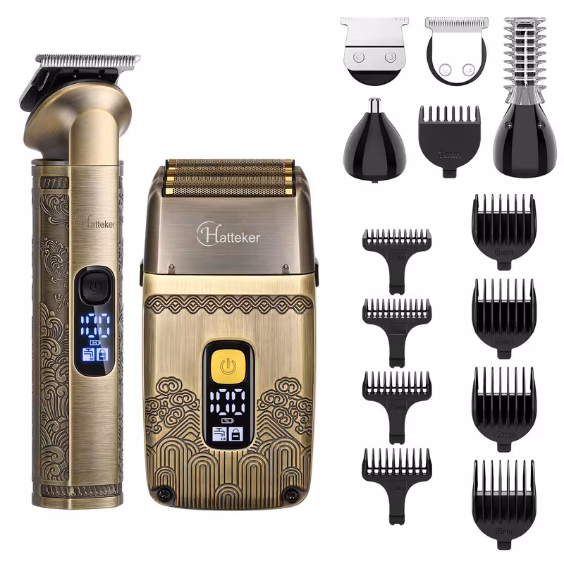 ست ماشین اصلاح موی سر و صورت هاتکر مدل HT-602 به همراه ماشین اصلاح موی صورت کد 01