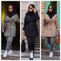ترنچ کت شیدا جنس کتان پلاس زنانه