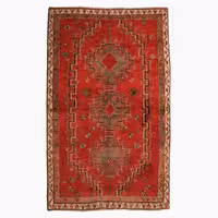 فرش قدیمی دستبافت سه و نیم متری طرح سه ترنج کد 4020311