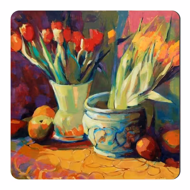 مگنت طرح نقاشی گلدان های گل و میوه کد wmg1438