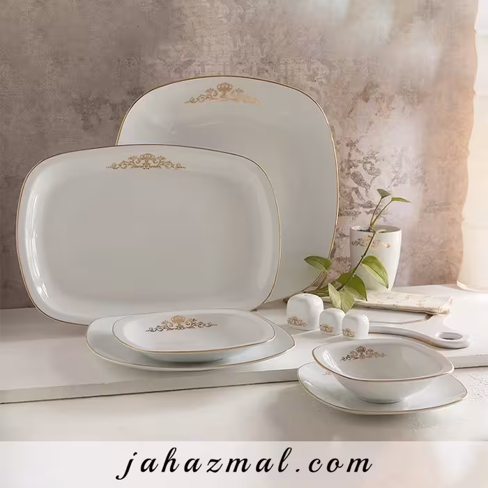 سرویس چینی زرین طرح کوئین طلایی 27 پارچه