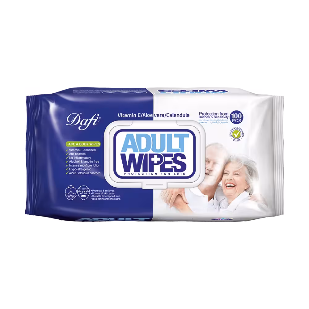 دستمال مرطوب دافی مدل Adult Wipes بسته 100 عددی
