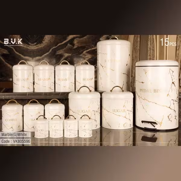 سرویس آشپزخانه BVK بی وی کی رنگ سفید طلاکوب