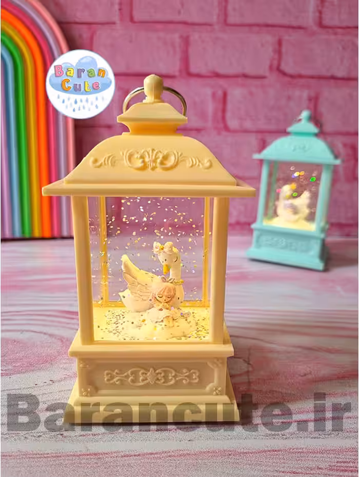 فانوس موزیکال چراغ دار طرح دختر و قو لیمویی