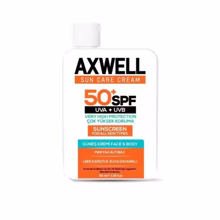 مشخصات، خرید و قیمت کرم ضد آفتاب ضد لک اکسول با  SPF50 بی رنگ مناسب انواع پوست حجم 100 میل ⭐️ ویان مارکت
